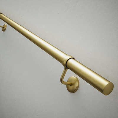Forgeworks Premium Satin Brass 3.6m Indoor Stair Handrail Kit - Easy Install all in One Box including brackets and endcaps