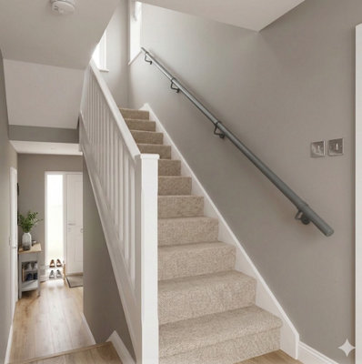 Forgeworks Premium Textured Grey 3.6m Indoor Stair Handrail Kit. Easy ...