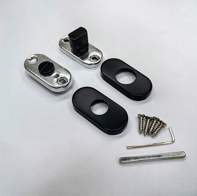 Forgeworks Slim Bathroom Turn Lock with Matt Black Finish - with fixings