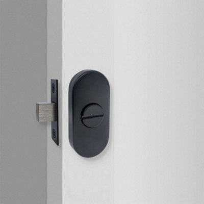 Forgeworks Slim Bathroom Turn Lock with Matt Black Finish - with fixings