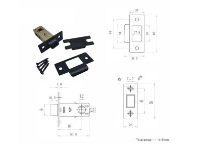 Forgeworks Thin Frame 40mm Short Latch in Matt Black Finish - all fixings included