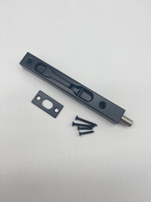 Forgeworks Thin Frame Flush Door Bolt 6" Matt Black Finish - matching fixings included