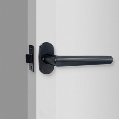 Forgeworks Thin Frame Slim Fit Rose Handle Contemporary Matt Black Finish - with matching fixings