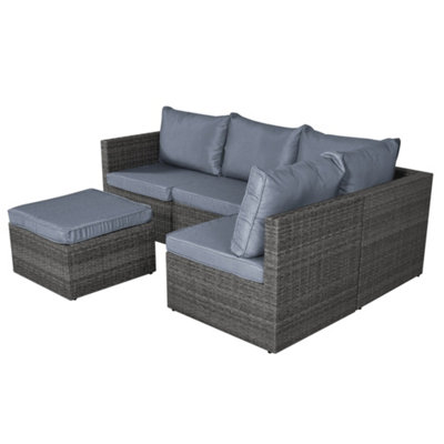 Forli 6 Seater Rattan Corner Sofa & Footstool Garden Furniture Set With ...