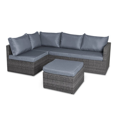 Forli 6 Seater Rattan Corner Sofa & Footstool Garden Furniture Set With ...
