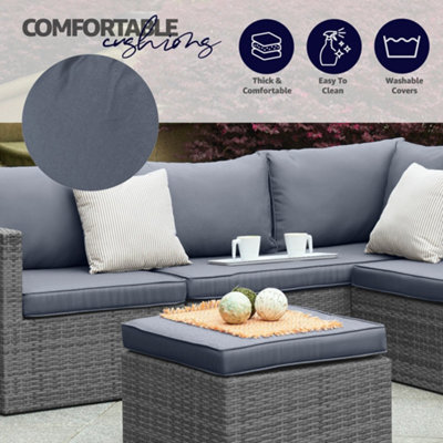 Forli 6 Seater Rattan Corner Sofa & Footstool Garden Furniture Set With ...