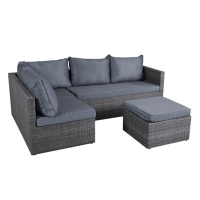 Forli 6 Seater Rattan Corner Sofa & Footstool Garden Furniture Set With ...