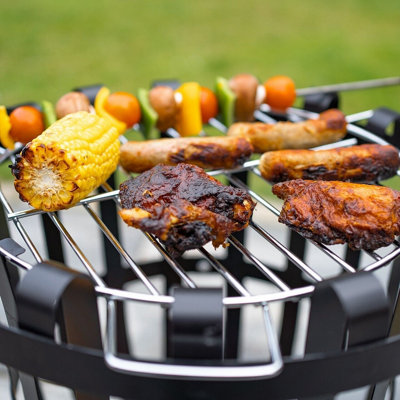Forno Fire Basket with Chrome Plated Grill for BBQ Cooking - Metal