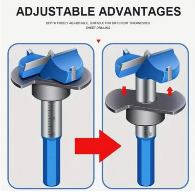 Forstner wood drill bits set 5pcs sizes 15, 20, 25, 30, 35mm adjustable ...
