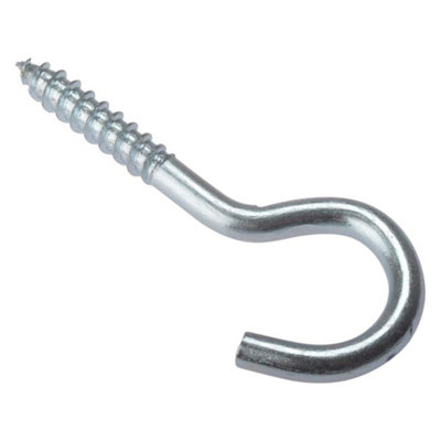 Fort Fasteners Heavy Duty Zinc Plated Steel Screw-in Ceiling Hooks 55mm (2 1/8 Inch) - Pack of 10, Plain Cup Hooks
