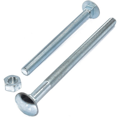 Fort Fasteners Pack of 10 x M6 x 150mm ZINC Cup Square Carriage Bolt Coach Screws with HEX Full Nuts