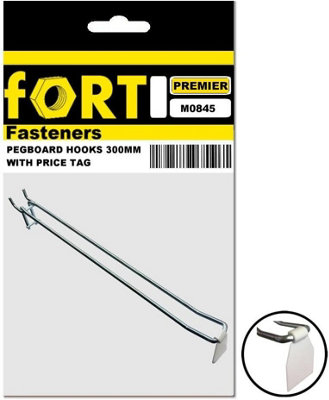 Fort Fasteners Pegboard Hooks, Bzp, Looped with Plastic Price Tag Flap ...