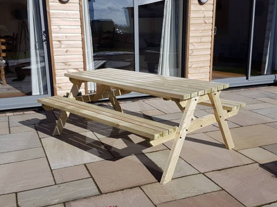 Fortem Pub Style Picnic Table Benches Set (8ft, Natural finish)