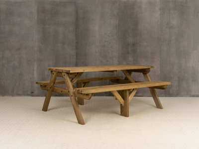 Fortem Pub Style Picnic Table Benches Set (8ft, Rustic brown)