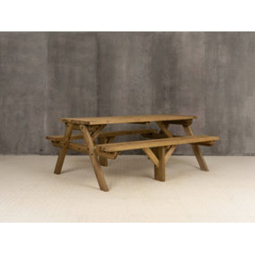 Fortem Pub Style Picnic Table Benches Set (8ft, Rustic brown)