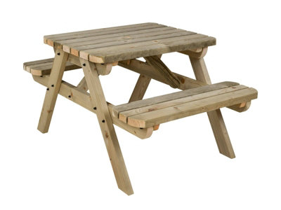 Fortem Rounded Pub Style Picnic Table Benches Set (3ft, Natural finish)