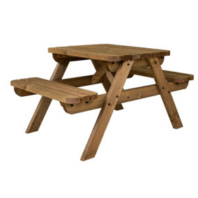 Fortem Rounded Pub Style Picnic Table Benches Set (3ft, Rustic brown)