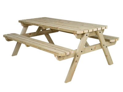 Fortem Rounded Pub Style Picnic Table Benches Set (6ft, Natural finish)