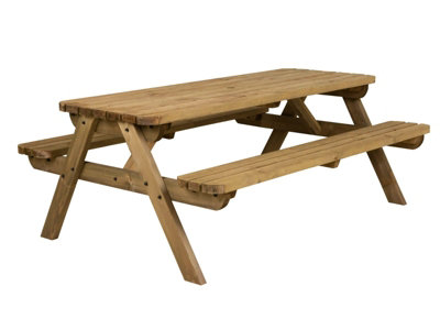 Fortem Rounded Pub Style Picnic Table Benches Set (7ft, Rustic brown)