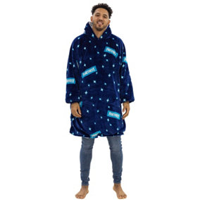 Fortnite Oversized Hoodie Blanket Fleece Giant Wearable Throw, Navy - Adults