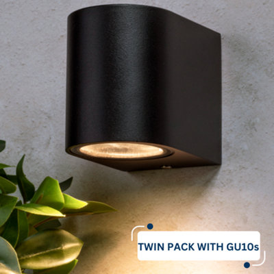 Forum Lighting Downlight Wall Light: Black: Twin Pack & 2x GU10s
