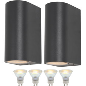 Forum Lighting Up Down Wall Light: Black: Twin Pack & 4x GU10s