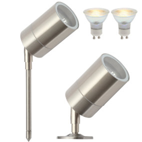 Forum Spike Light with Dual Mount: Twin Packs & 2x GU10s: Stainless Steel