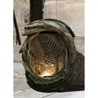 Fossil Leaf Mains Power Water Feature With Cover