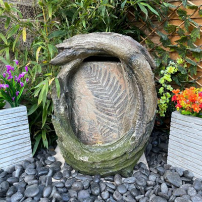 Fossil Leaf Mains Power Water Feature With Cover
