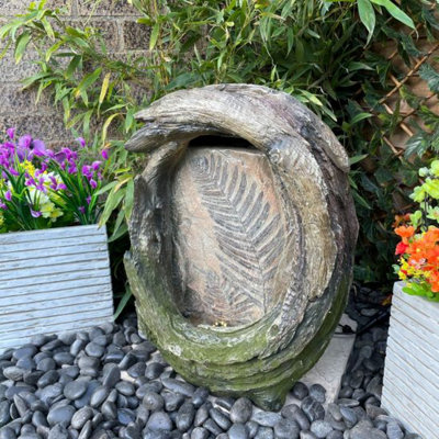 Fossil Leaf Mains Power Water Feature With Cover