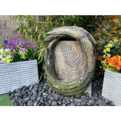 Fossil Leaf Mains Power Water Feature With Cover