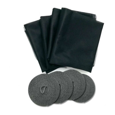 Four black velcro window screens 13x15m selfadhesive single panel ...