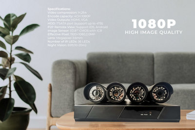 Four-Channel HD Home Security CCTV Camera System