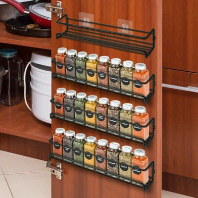 Four kitchen hanging spice racks and wall-mounted cabinet door storage ...