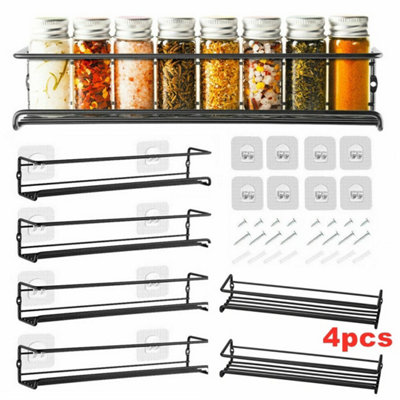 Four kitchen hanging spice racks and wall-mounted cabinet door storage ...