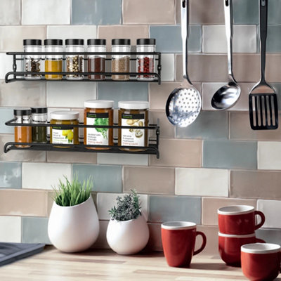 Four kitchen hanging spice racks and wall-mounted cabinet door storage ...
