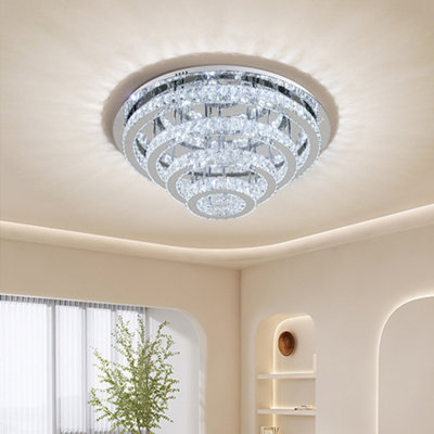 Four Laps Crystal Ceiling Light Cool White Light