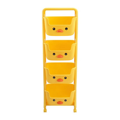 Four-layer Cute Children's Mobile Wheeled Small Yellow Duck Storage Rack