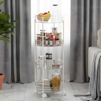 Four-layer Transparent Round Rolling Storage Rack 34cm W x 32cm D x 90cm H