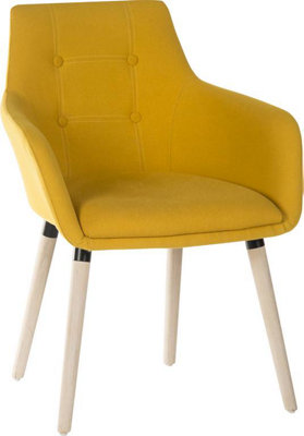 Four Legged Chair in Soft Brushed Yellow Fabric