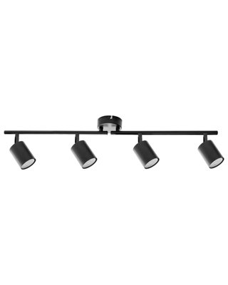 Four-Light Black Industrial Spotlight Ceiling Lamp - Adjustable Heads, Matte Iron Finish, Warm White