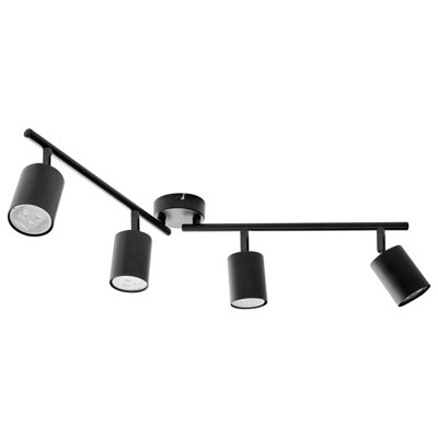 Four-Light Black Industrial Spotlight Ceiling Lamp - Adjustable Heads, Matte Iron Finish, Warm White