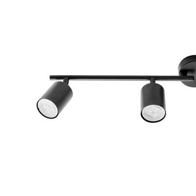 Four-Light Black Industrial Spotlight Ceiling Lamp - Adjustable Heads, Matte Iron Finish, Warm White