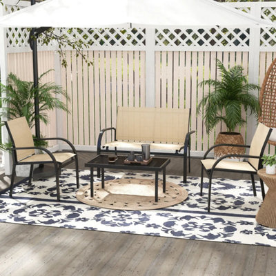 Four-Piece Curved Steel Garden Dining Set