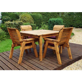 Four Seater Square Table Set with Cushions - W230 x D230 x H98 - Fully Assembled - Burgundy