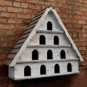 Four Tier Dovecote (Large Hole) Framlingham Traditional English Triangular Wall Mounted Birdhouse for Doves or Pigeons
