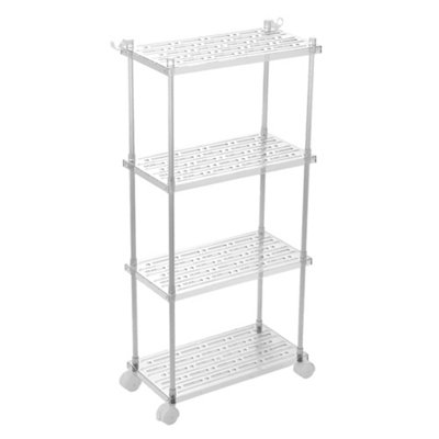 Four-tier Small Hollow Plastic Movable Storage Rack, 40cm (W) x 21cm (D ...