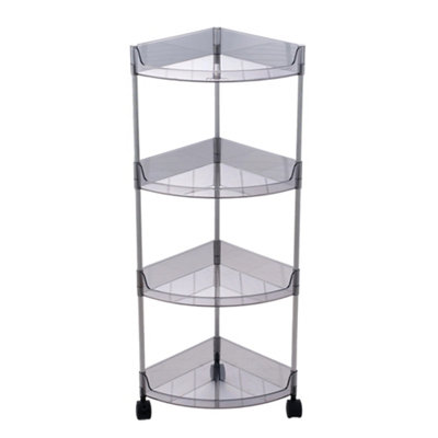 Four-tier Triangular Movable Storage Rack with Wheels, 39cm W x 91cm H
