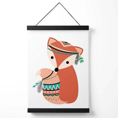 Fox Tribal Animal Medium Poster with Black Hanger | DIY at B&Q