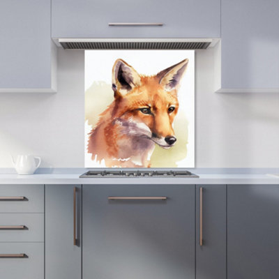 Fox Watercolour Premium Glass Kitchen Splashback W900mm x H750mm